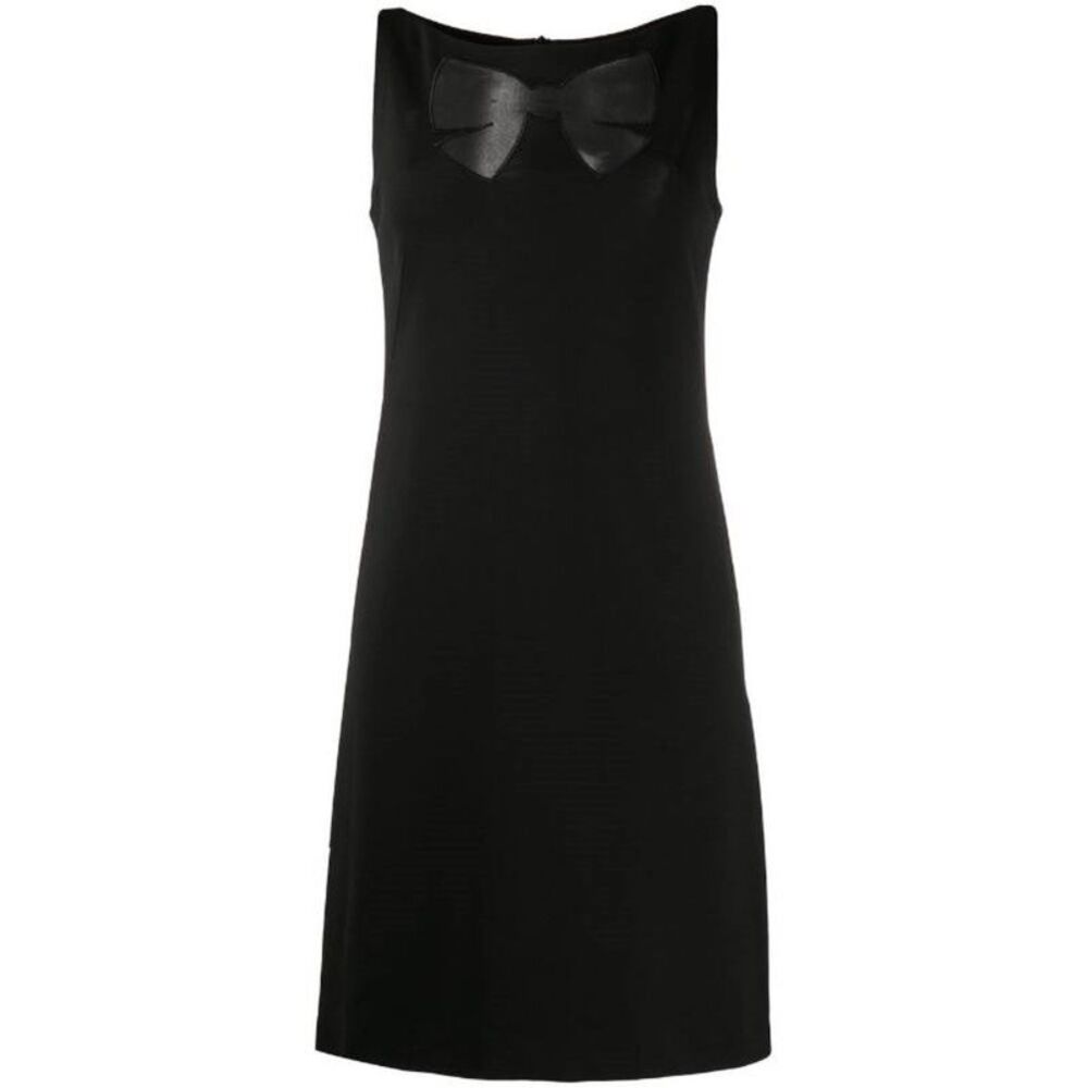 Moschino Cheap & Chic 90s Black Rayon Sheath Dress with Bow Detail
